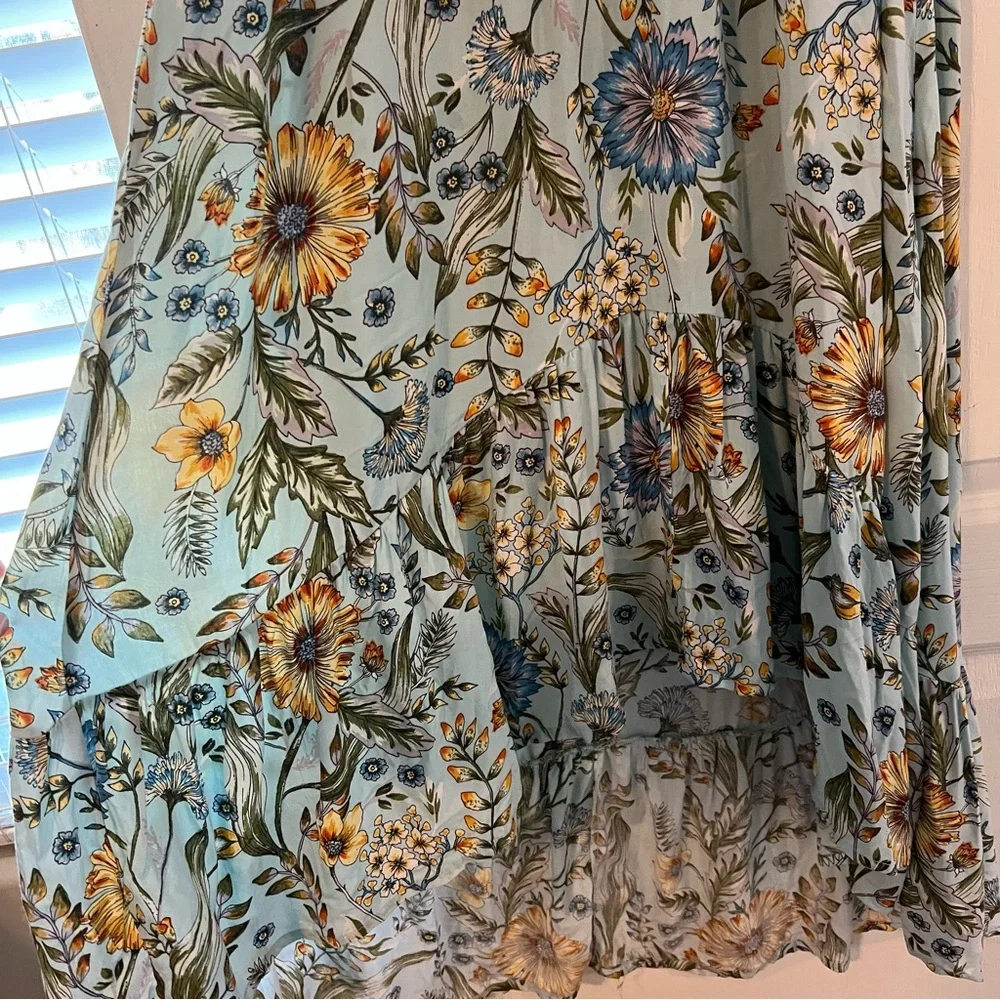 Anthropologie Abel the Label Osaka Blue Floral Midi Dress Size S, High-Low - Picture 8 of 8